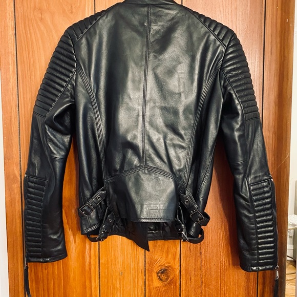 Maplesteed Women’s Genuine Black Sheepskin Leather Moto Biker Jacket Slim Fit - Picture 4 of 9